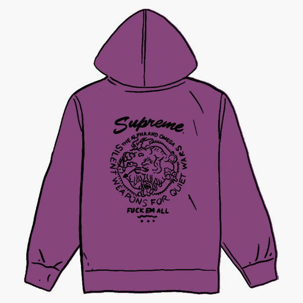 Supreme Dragon Overdyed Hooded Sweatshirt Bright Purple