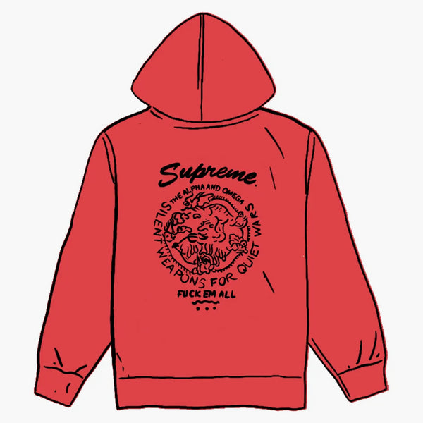 Supreme Dragon Overdyed Hooded Sweatshirt Red