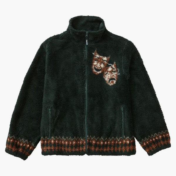 Supreme drama mask fleece jacket Dark Green