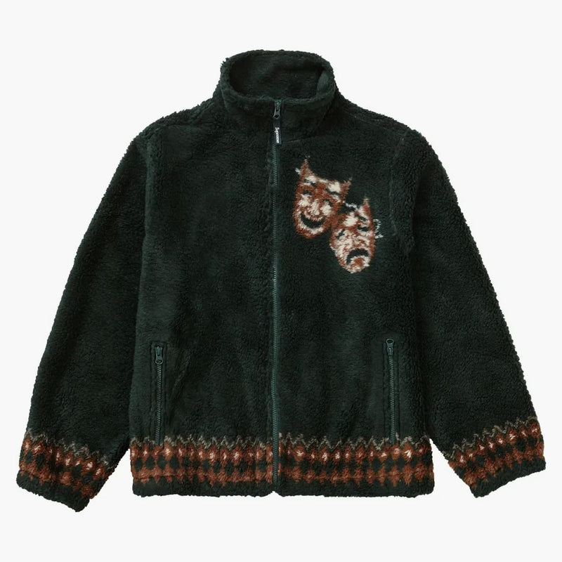 Supreme drama mask fleece jacket Dark Green