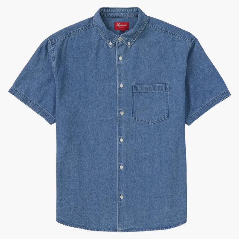 Supreme Embossed Denim S/s Shirt Blue