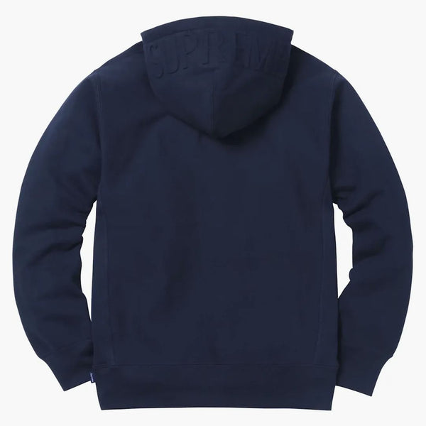 Högsta präglade logotyp huva tröja marinen