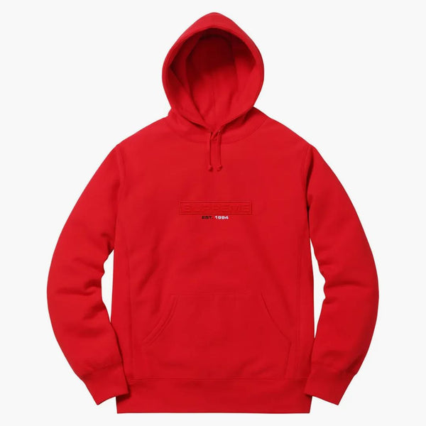Supreme präglad logotyp tröja (SS18) röd