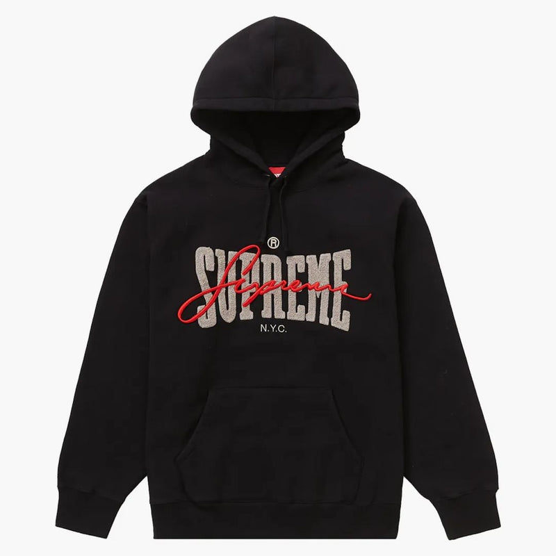 Supreme Embroididered Chenille Hooded Sweatshirt Black