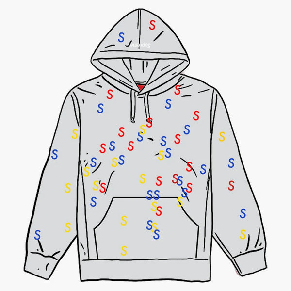 Supreme Embroidered S Hooded Sweatshirt Ash Grey