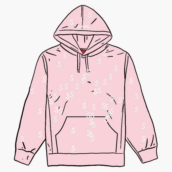 Supreme Embroidered S Hooded Sweatshirt Light Pink