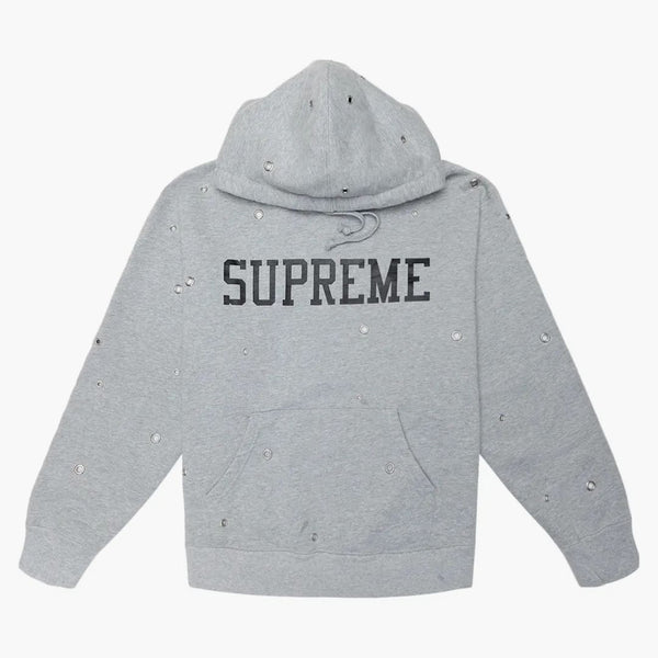 Supreme Eyelet Hooded Sweatshirt Heather Grey