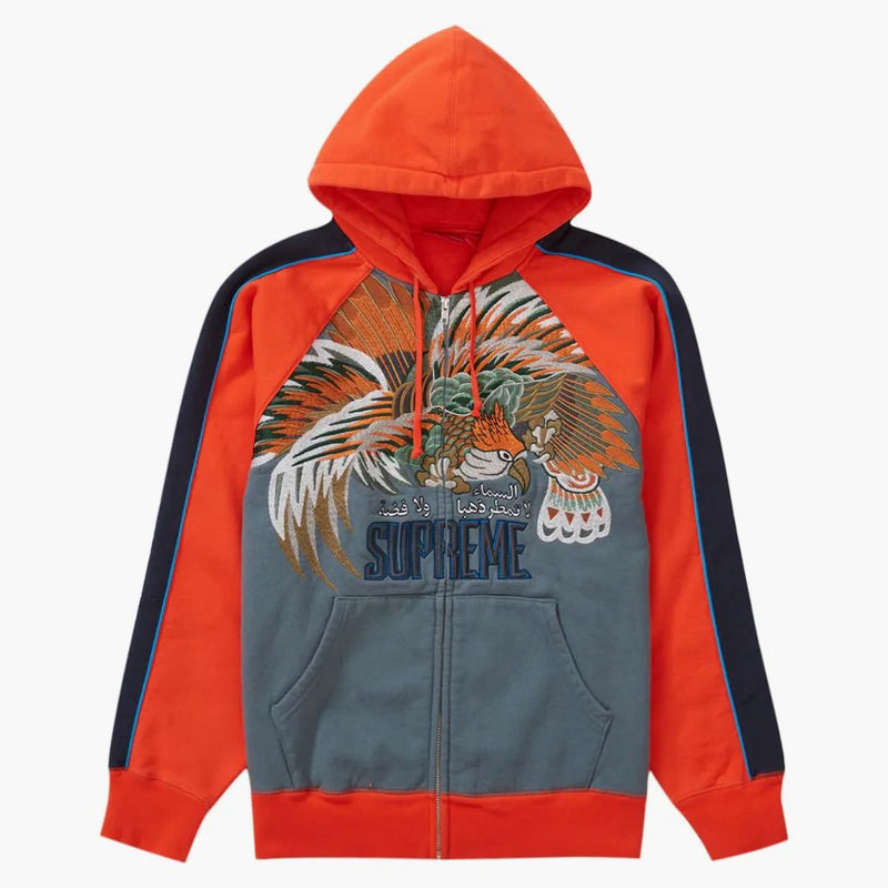 Supreme Falcon Raglan Zip Up Hooded Sweatshirt Slate