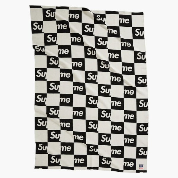 Supremo Faribault Woolen Mill Checkerboard Wool Throw Black