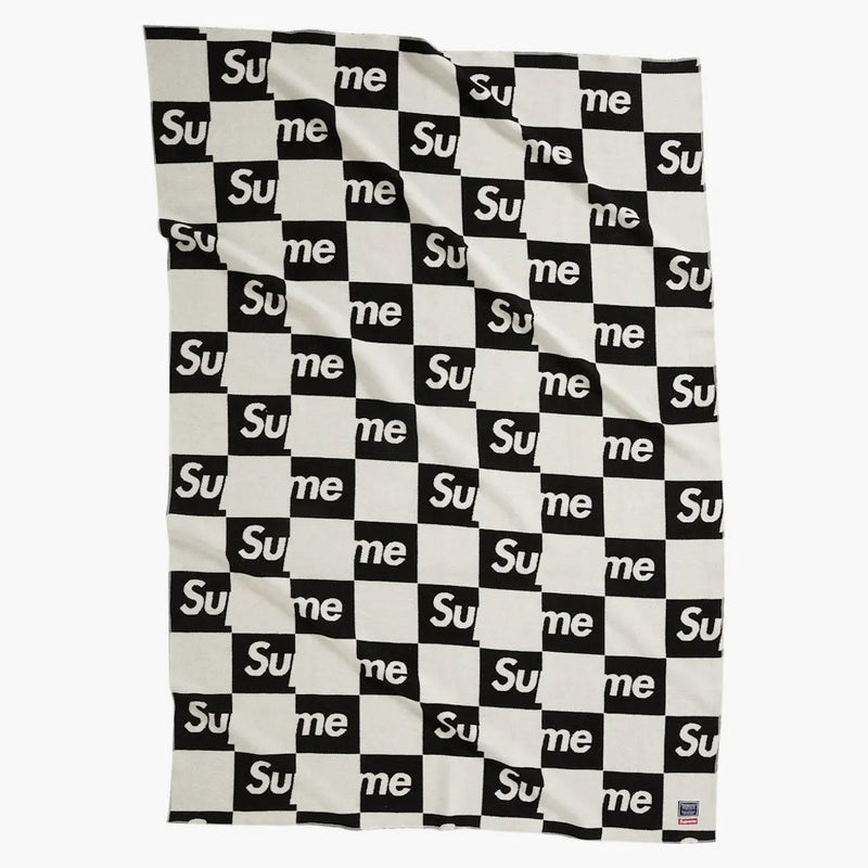 Supremo Faribault Woolen Mill Checkerboard Wool Throw Black