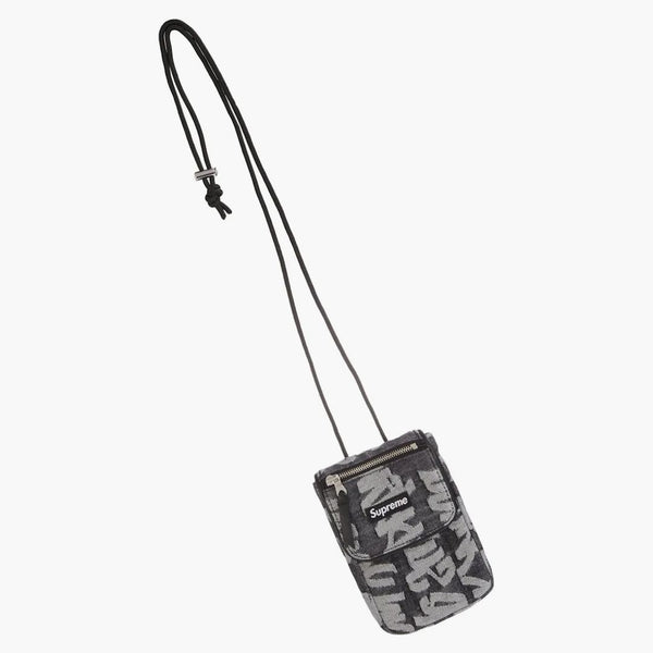 Supreme Fat Tip Jacquard Denim Neck Pouch Black
