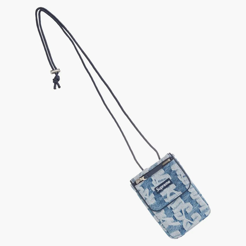 Supreme Fat Tip Jacquard Denim Neck Pouch Blue