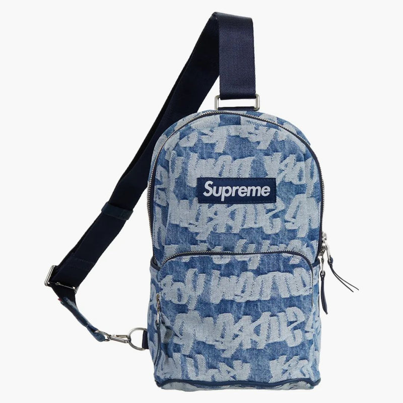 Suprema Suggerimento grasso Jacquard Denim Borsa di imbracatura blu