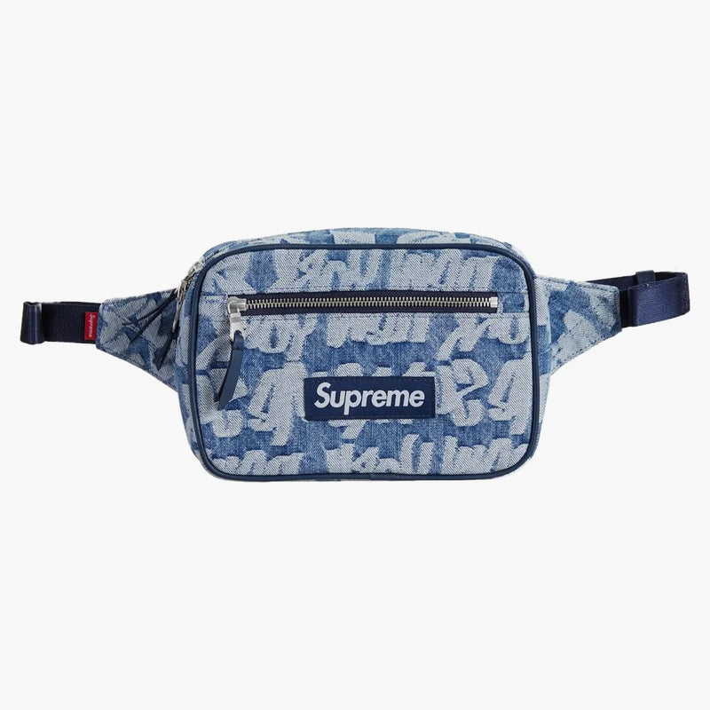 Supreme Fat Tip Jacquard denim midjeväska blå