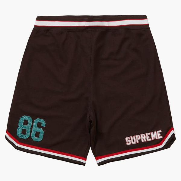 Supreme faux croc basketball short brown