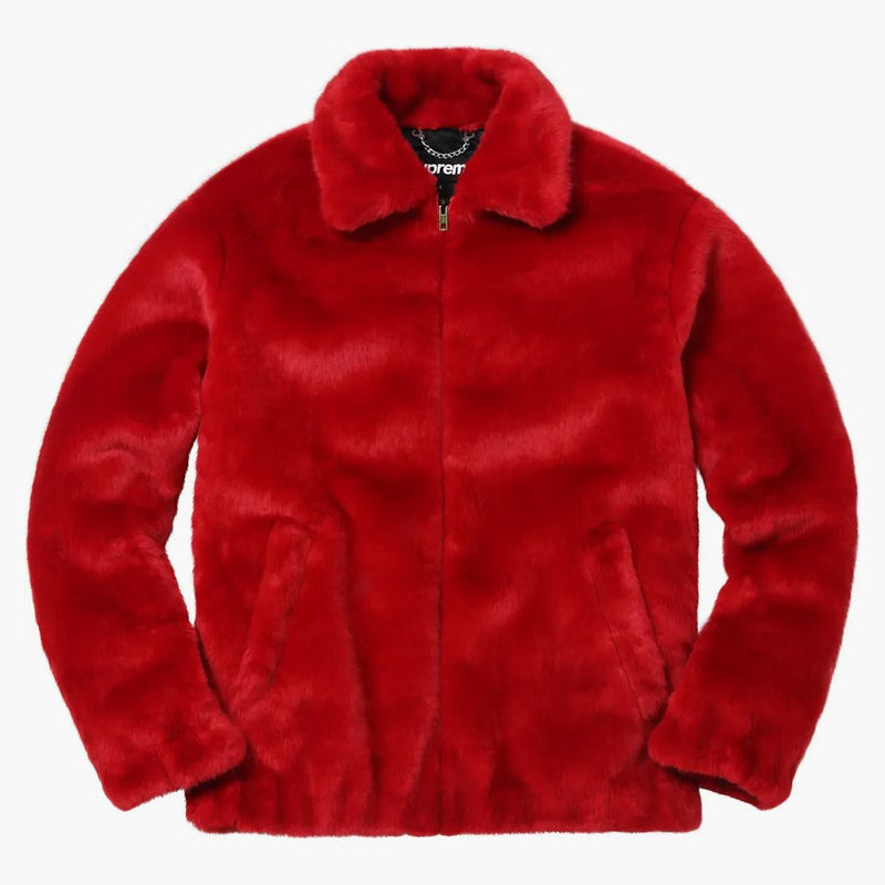 Supreme faux for bomber jacket red