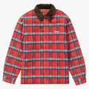 Supreme Faux Fur Collar Flannel Shirt Red