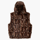 Nejvyšší faux pro kapucí vestu hnědá