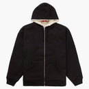 Högsta faux för fodrad zip upp huva tröja svart