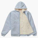 Supreme faux for lined zip up hooded sweatshirt light blue