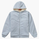 Supreme faux for lined zip up hooded sweatshirt light blue