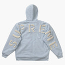 Supreme faux for lined zip up hooded sweatshirt light blue