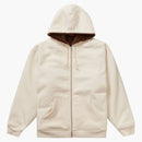 Supreme faux for lined zip up hooded sweatshirt natural