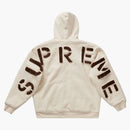 Supreme faux for lined zip up hooded sweatshirt natural