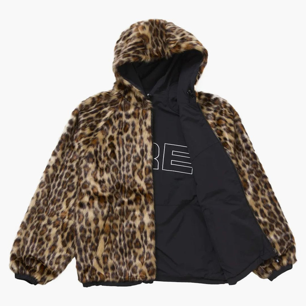 ジャケット・アウター Faux Fur Reversible Hooded Track Jacket Najwyższa odwracalna kurtka kapturowa czarna - kup w Hypenedz