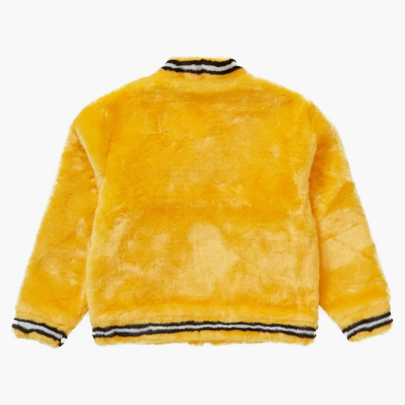 Supreme Faux Fur Varsity Jacket Yellow