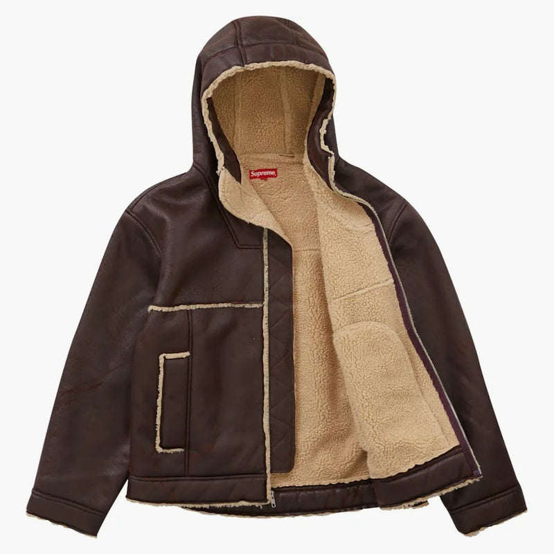 Sacou suprem Faux Shearling Hood (SS23) cărămidă