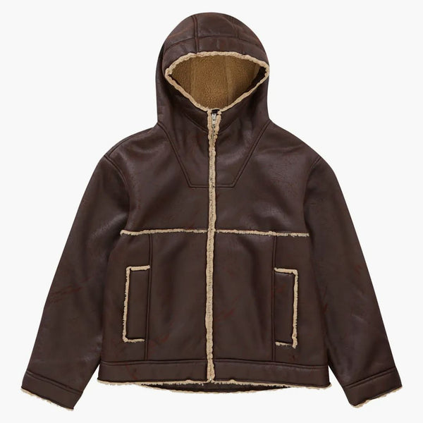 Supreme Faux Shearling Hooded Jacket (SS23) Brick