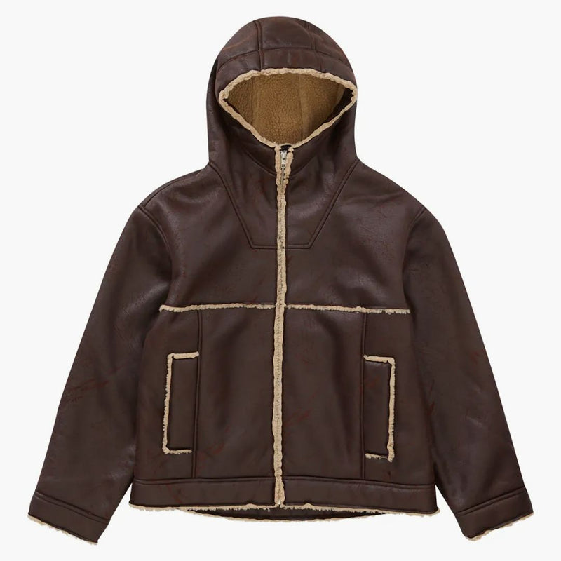 Sacou suprem Faux Shearling Hood (SS23) cărămidă