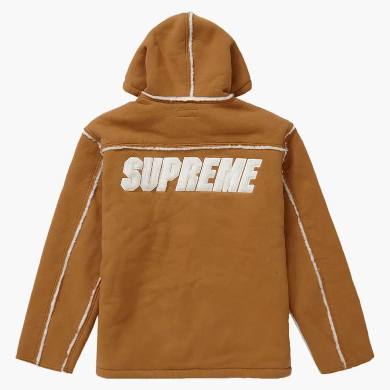 Nejvyšší faux shearlingová kapucí taba opálená