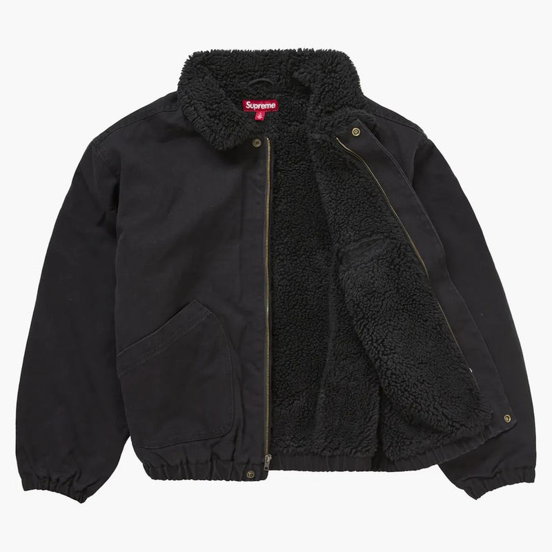 Giacca bomber foderata in finta shearling supremo nero