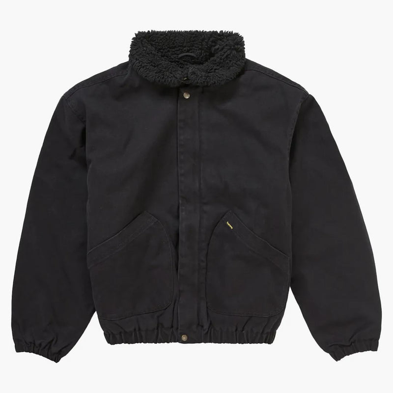 Giacca bomber foderata in finta shearling supremo nero