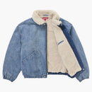 Nejvyšší faux shearling lemovaná bombardovací bunda denim