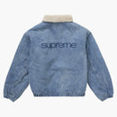 Nejvyšší faux shearling lemovaná bombardovací bunda denim