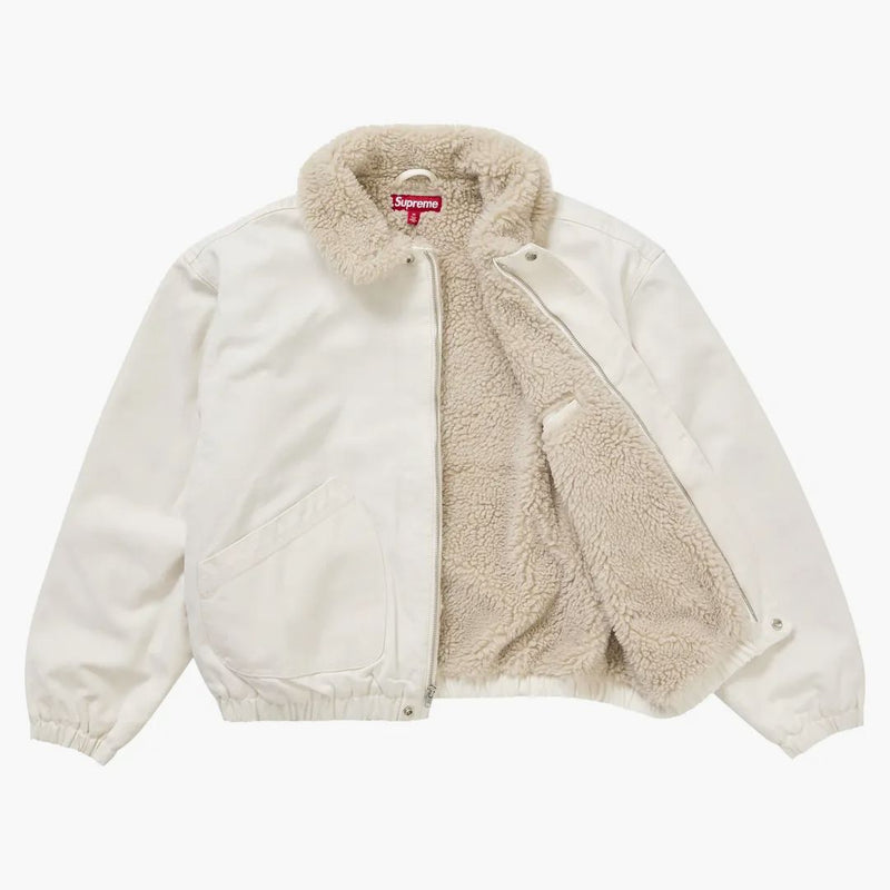 Supreme Faux Shearling Lined Bomber Jacket White