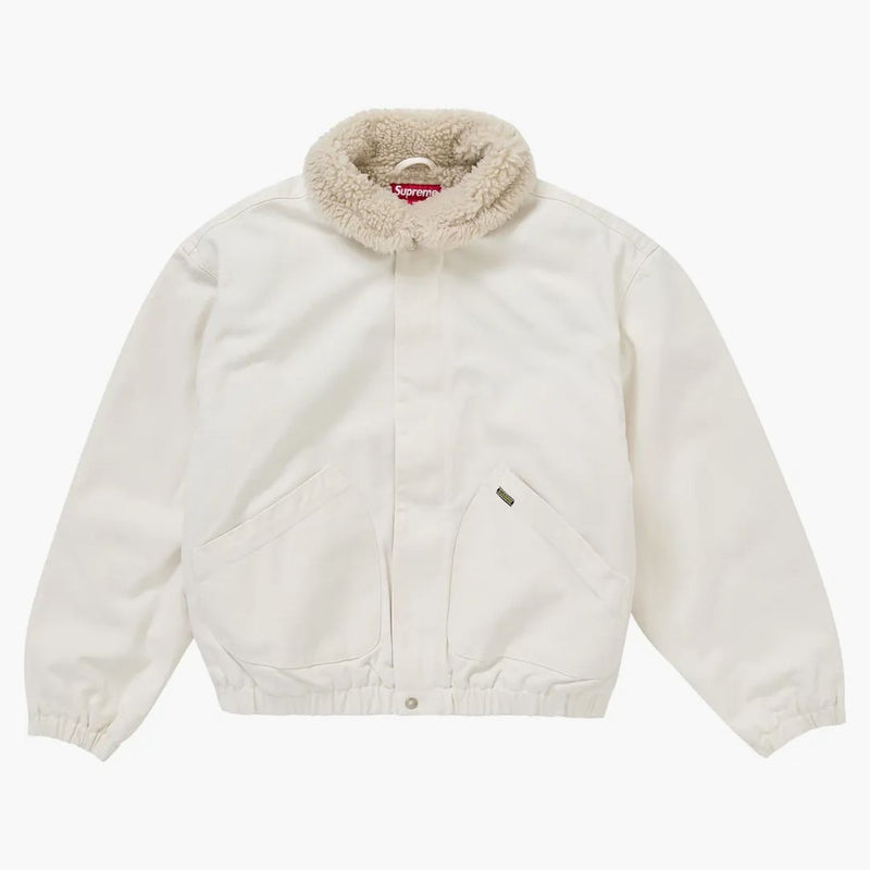 Supreme Faux Shearling Lined Bomber Jacket White