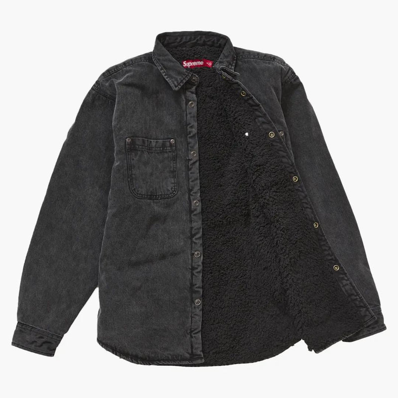 Supreme Faux Shearling fodrad arbetsskjorta svart denim