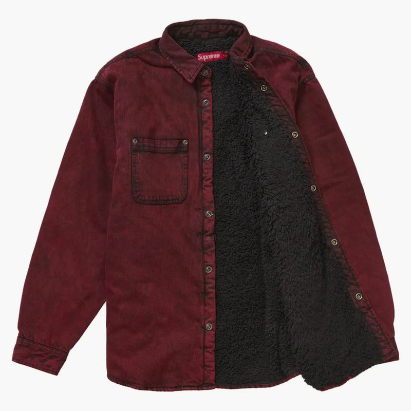 Supreme Faux Shearling Lined Work Shirt Red Denim