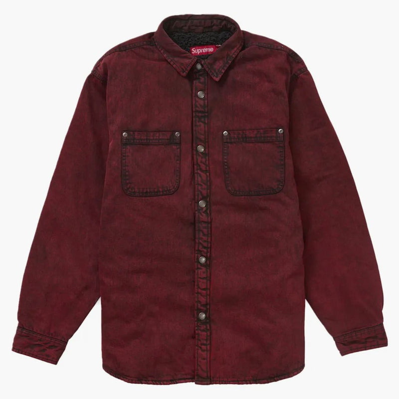 Supreme Faux Shearling Lined Work Shirt Red Denim