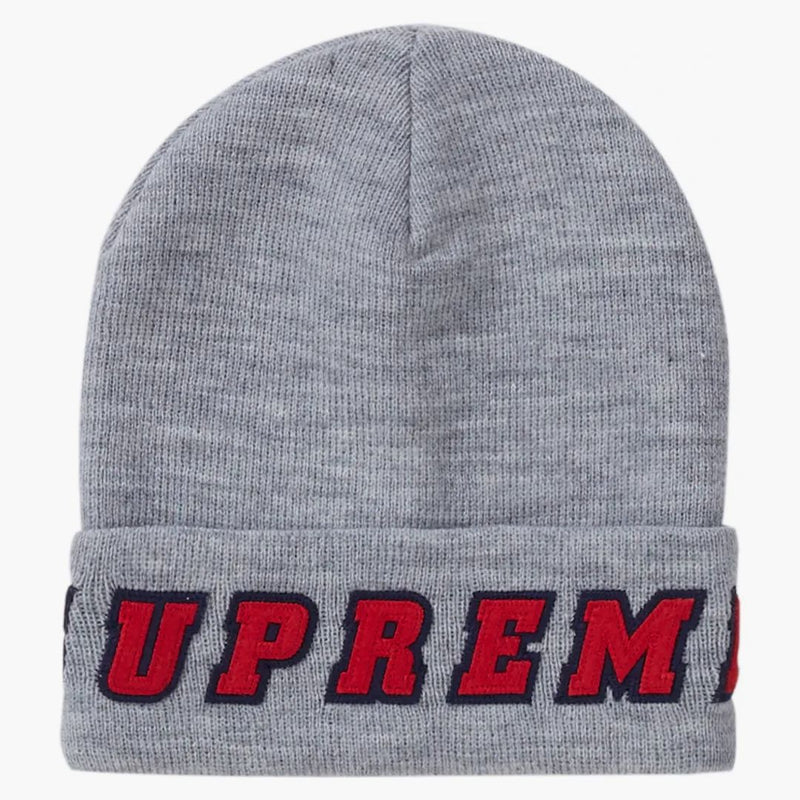 Supreme Felt Logo Beanie Heather Grey