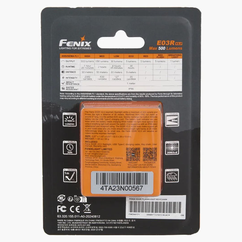Supreme Fenix E03r Flashlight Keychain Black