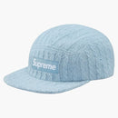 Supreme Fitted Cable Knit Camp Cap Light Blue