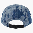 Supreme Flames Jacquard Denim Camp Cap Washed Indigo