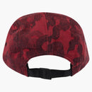 Supreme Flames Jacquard Denim Camp Cap Washed Red