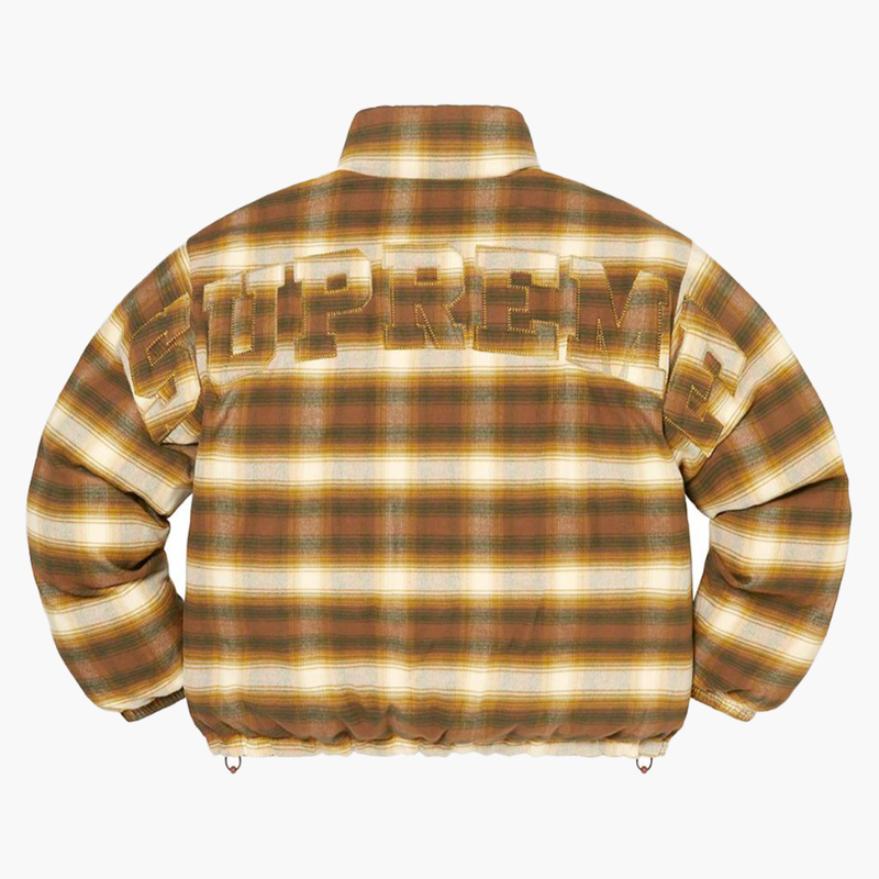 Supreme Flannel Reversible Puffer Jacket Brown Rückseite