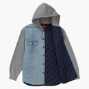 Supreme Fleece Hooded Denim Shirt Blue